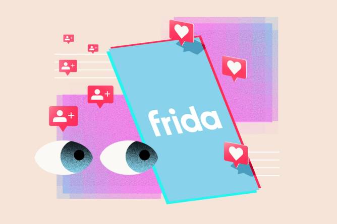 Frida logo surrounded by positive engagement and eyes