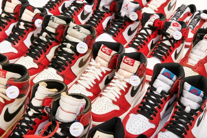 Nikes shoes on display at eBay event 
