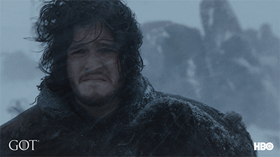 Jon Snow being cold in the snow