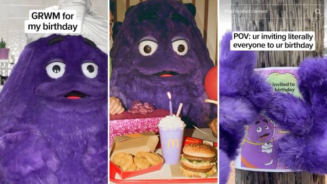 imagery from Grimace's birthday