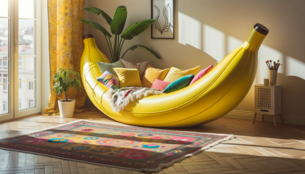 An AI-generated banana couch