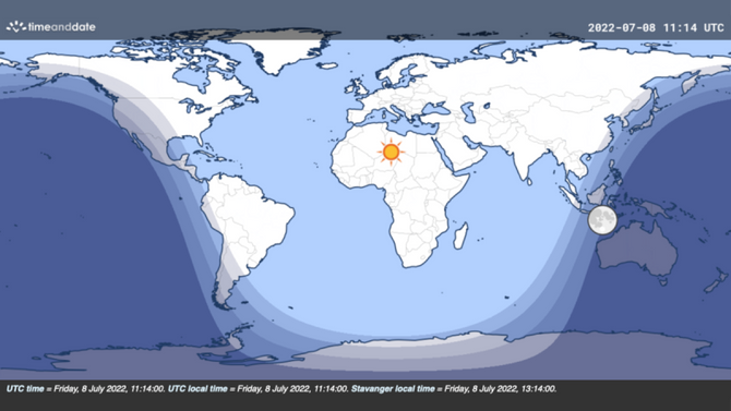 Map of sunlight on the Earth