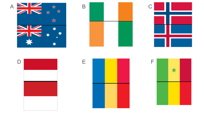 Quiz with 12 different country flags