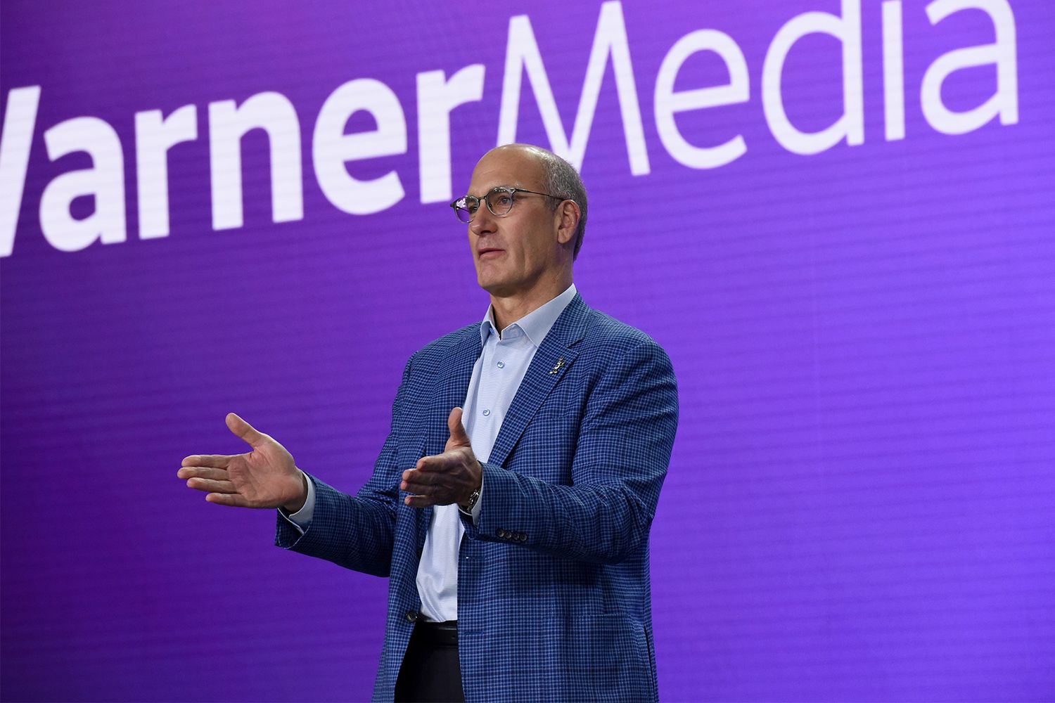 John Stankey, President & Chief Operating Officer of AT&T and Chief Executive Officer of WarnerMedia, speaks onstage at HBO Max WarnerMedia Investor Day Presentation at Warner Bros. Studios