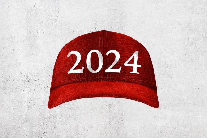 Trump hat showing 2024