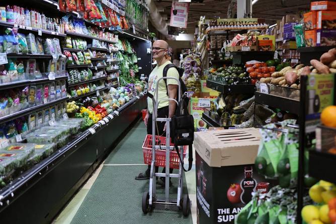 People shopping in a supermarket