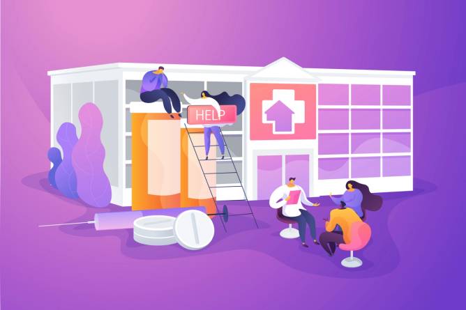 A graphic of drug rehab