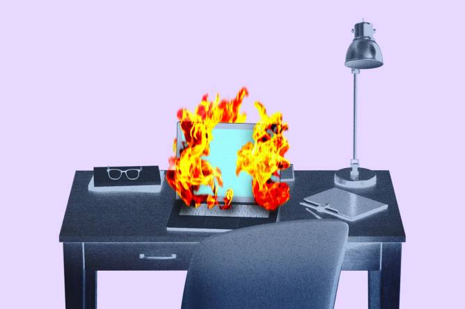 Laptop on fire