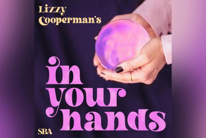 Hands cupping orb on cover of "In Your Hands" podcast