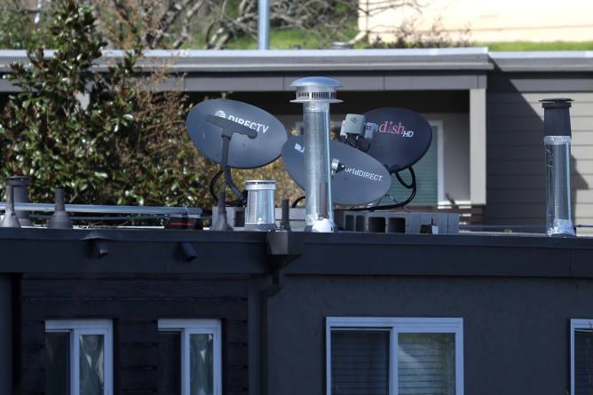 Satellite dishes on a roof