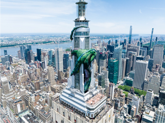 a 270-foot inflatable dragon atop the Empire State Building to promote the second season of House of the Dragon