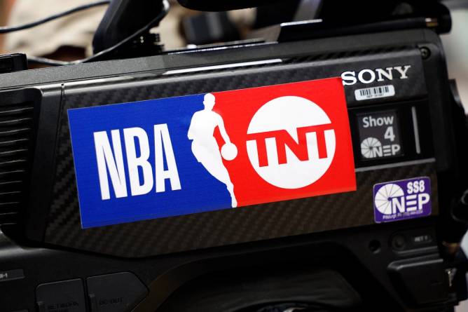 NBA TNT logo at a basketball game