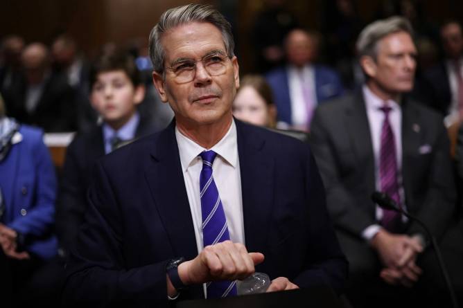 Scott Bessent at his Senate confirmation hearing