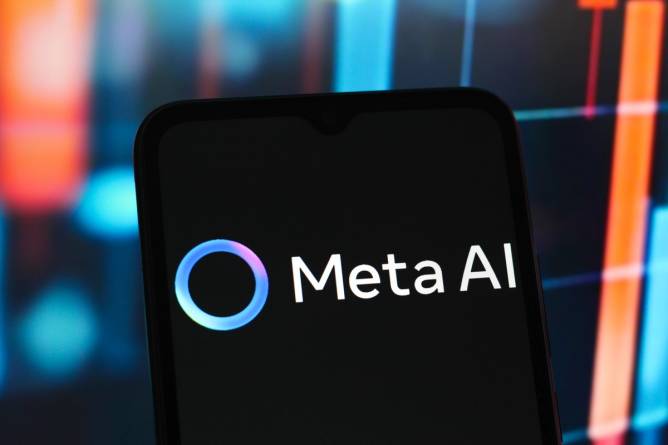 Meta AI logo against a colorful background