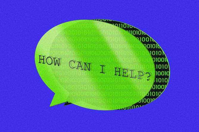 Text bubble that says "how can I help?"