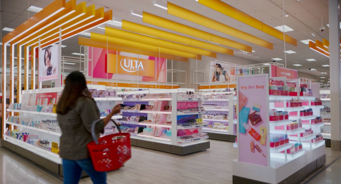 Shopper in Ulta Beauty in Target shop-in-shop