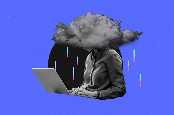 Worker with cloud over head