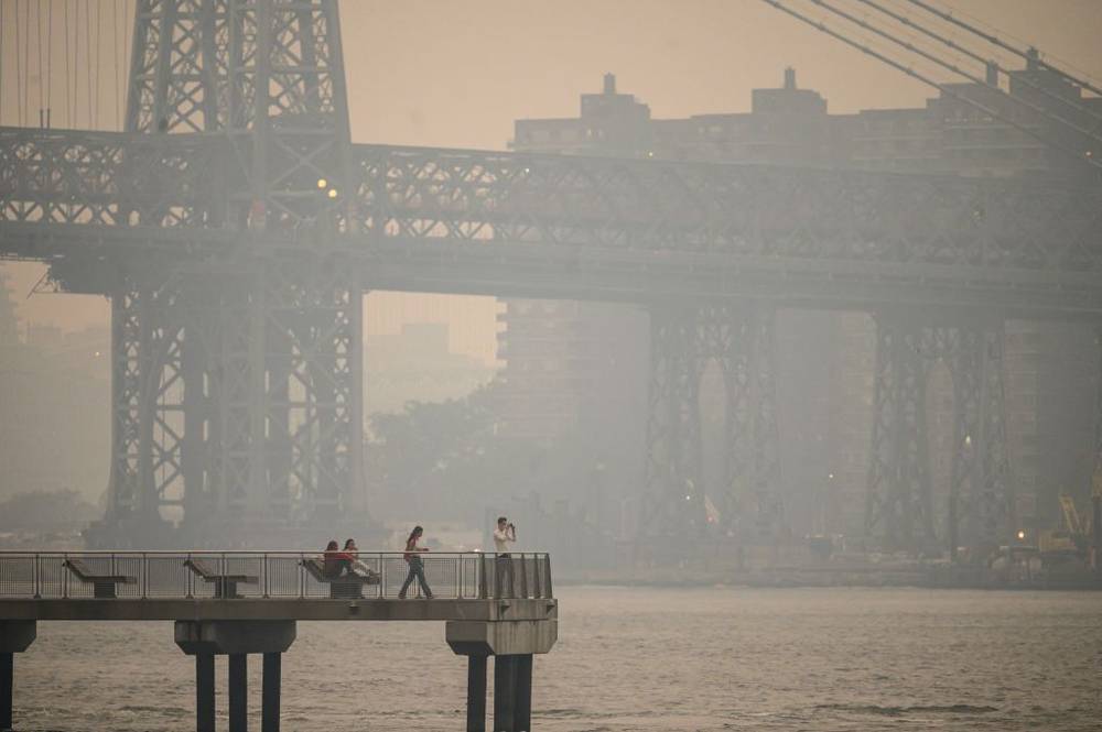 New York City under a haze of smoke