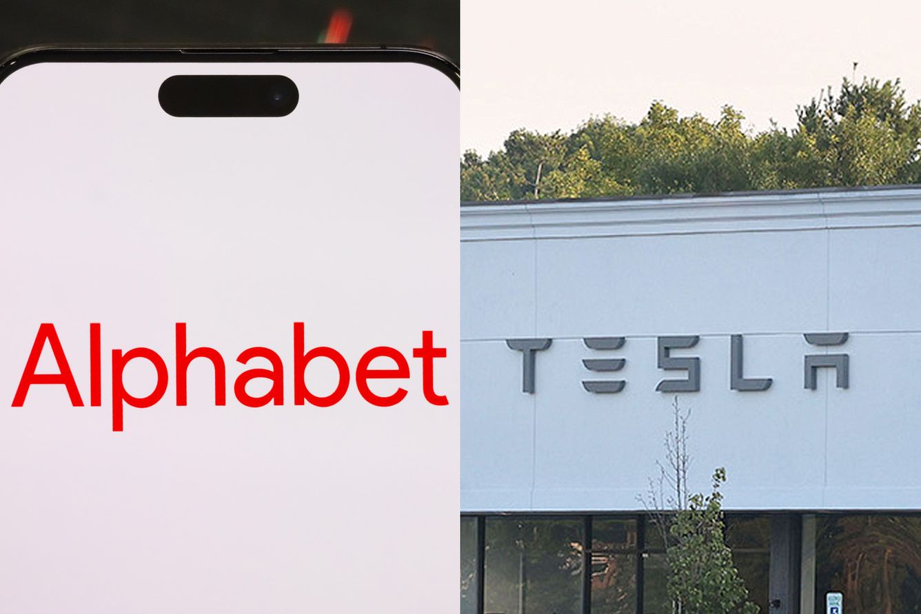 Alphabet and Tesla logos