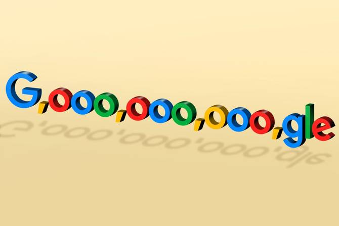 The Google logo with 9 zereos, to look like a figure in the trillions