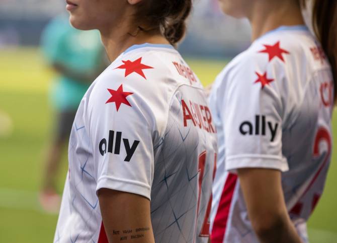 Ally on soccer jersey