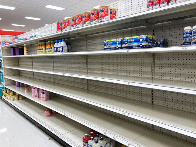 Baby formula shelf that's empty