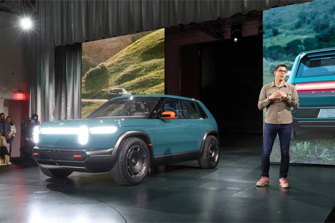 Rivian CEO RJ Scaringe presents R3 car