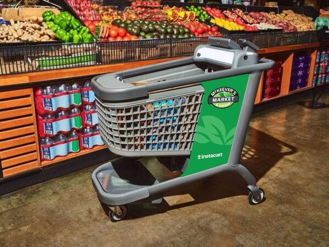 An Instacart smart cart in a grocery store