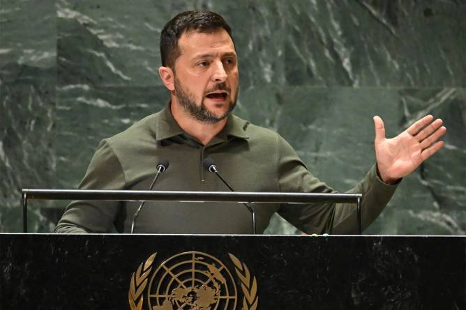 Zelensky addressing UN General Assembly