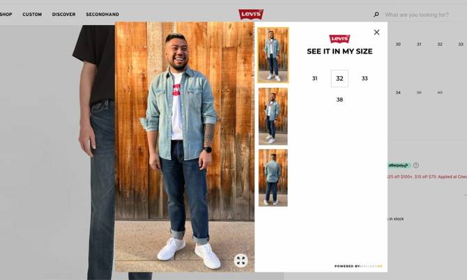 Levi's new sizing feature