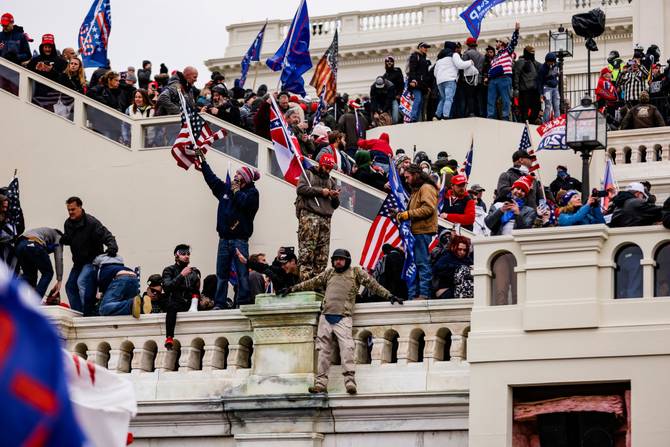 Protestors storming the Capitol 