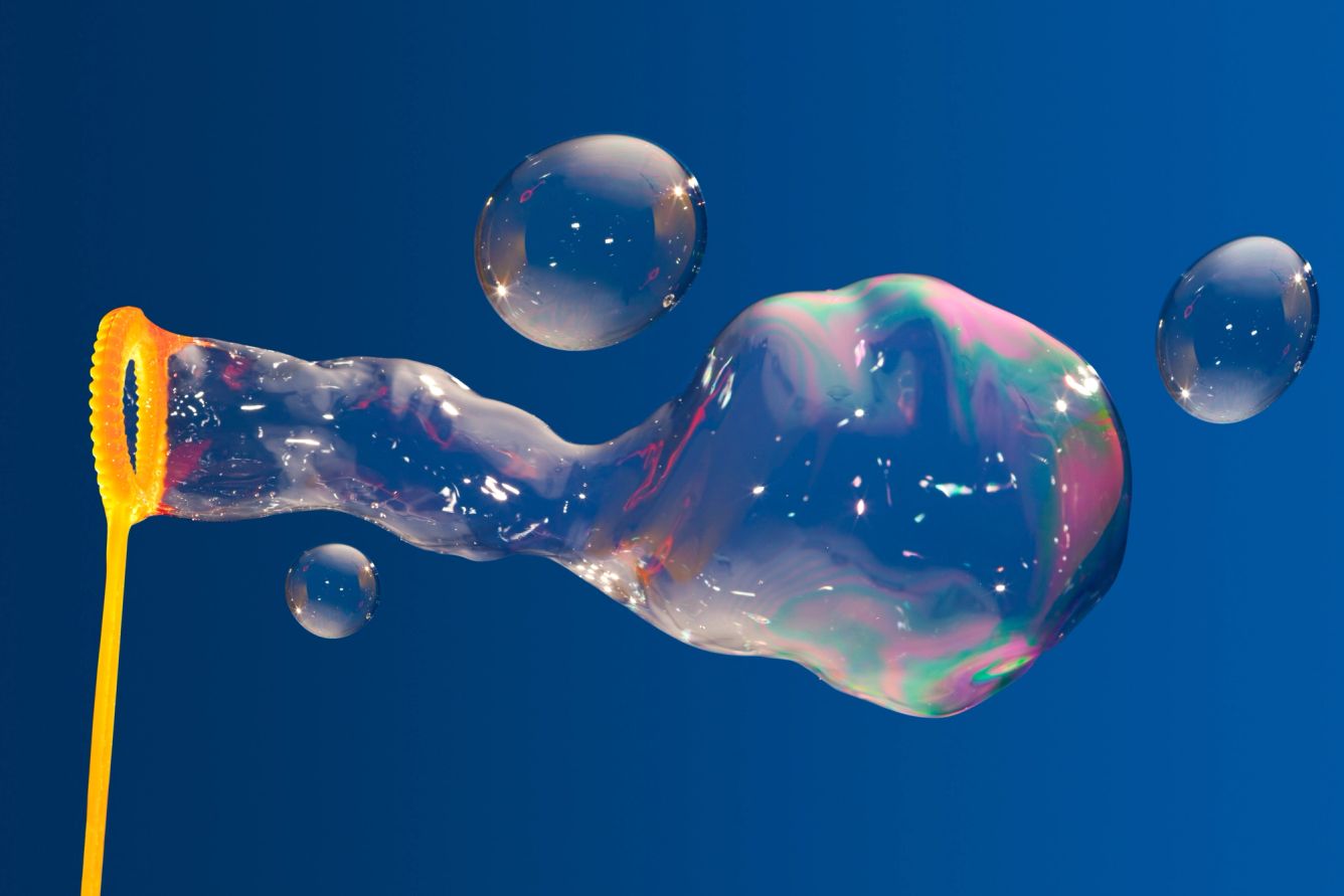 blowing a bubble