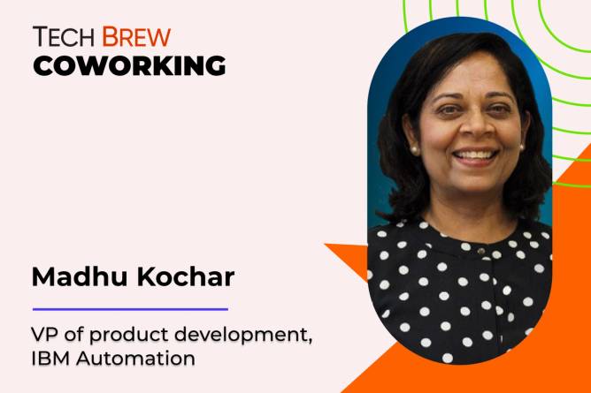 Graphic featuring a headshot of IBM Automation’s Madhu Kochar