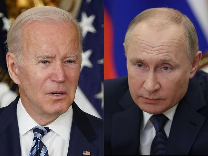 Side-by-side picture of Vladimir Putin and Joe Biden