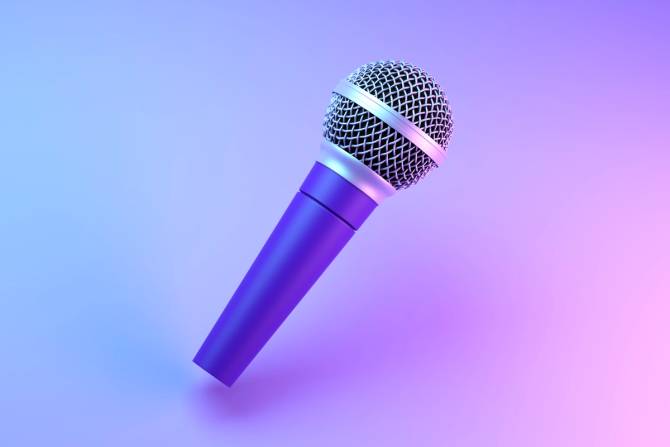 microphone on purple background