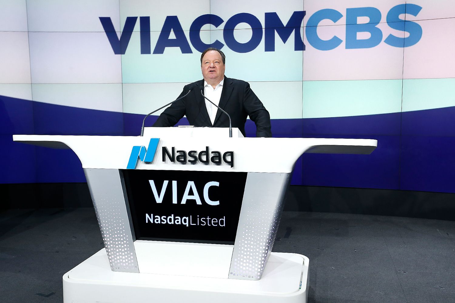 CEO of Viacom Robert M. Bakish attends as ViacomCBS Inc. rings the opening bell at NASDAQ