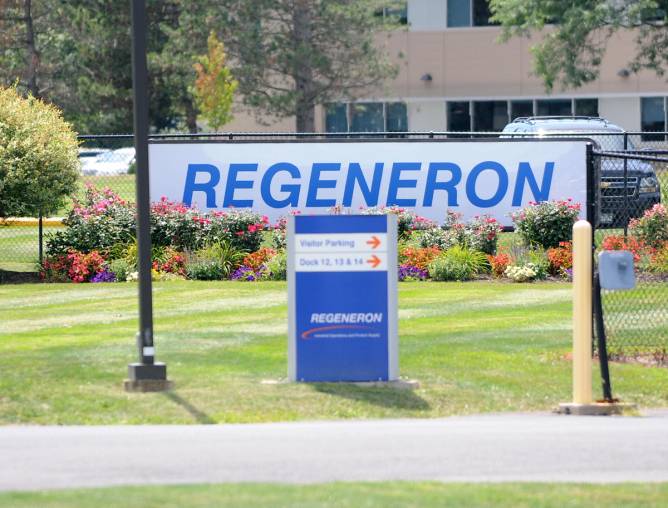 Sign outside of Regeneron Pharmaceuticals on Tuesday, Aug. 6, 2013 in East Greenbush, N.Y.