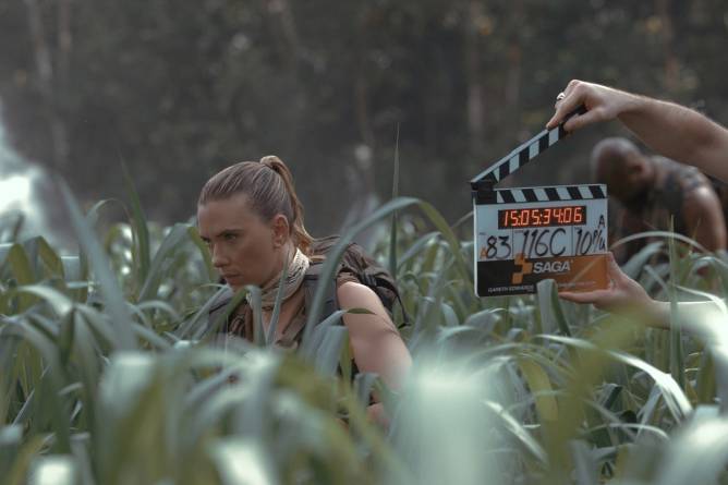 Scarlett Johansson on the set of Jurassic World Rebirth