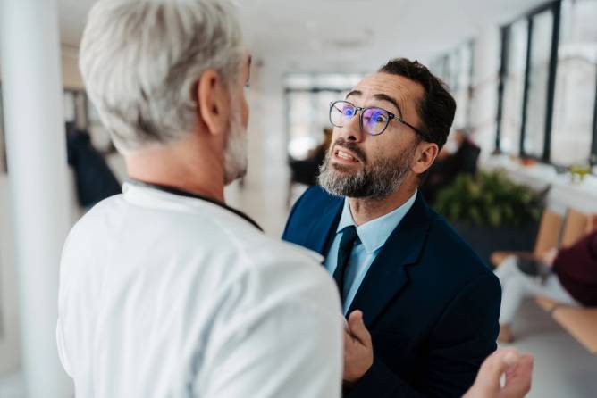 A patient is aggressive with a medical professional 