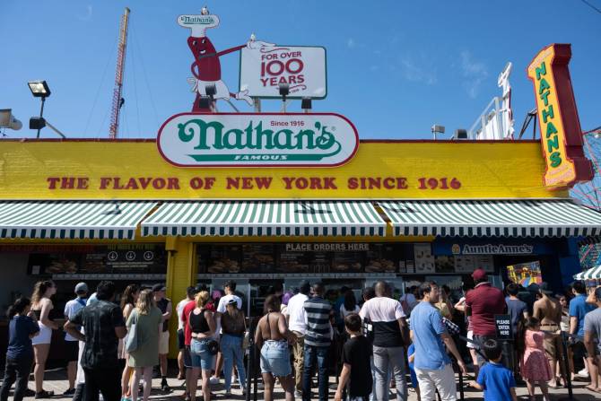 Nathan's Famous on the Coney Island Boardwalk.