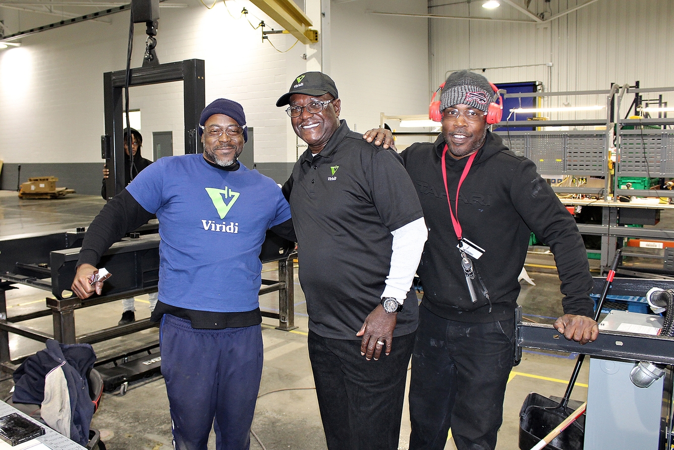 Viridi employees Antwan Phillips, Pastor James Giles, and Maurice Roberson.