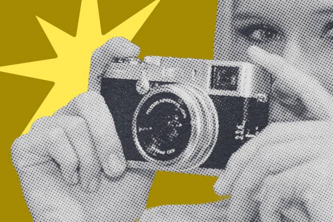 A woman with a Fujifilm digital camera