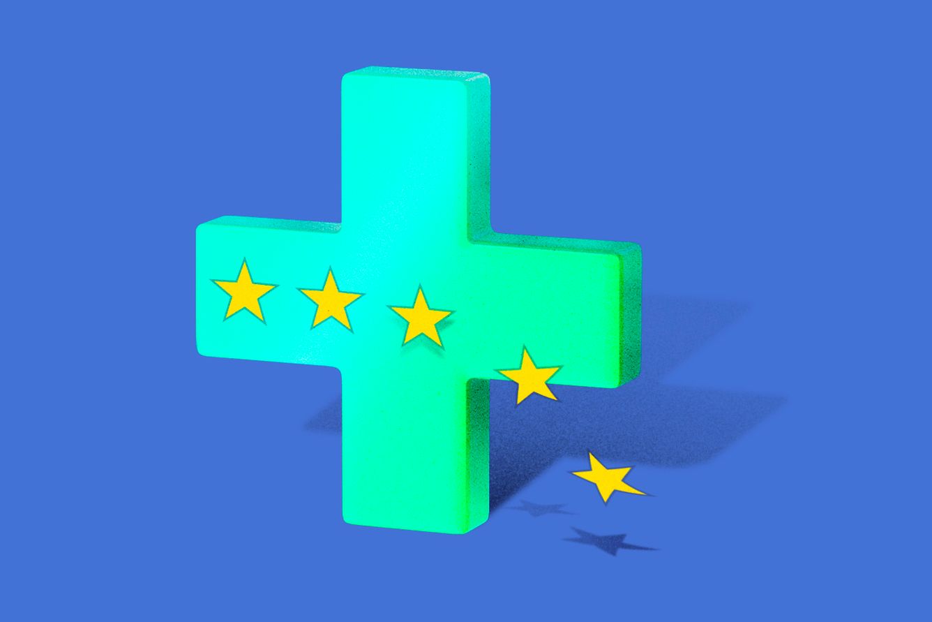 Medical symbol with stars falling to the ground.