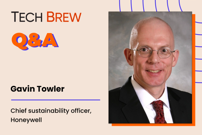 Graphic featuring a headshot of Honeywell Chief Sustainability Officer Gavin Towler