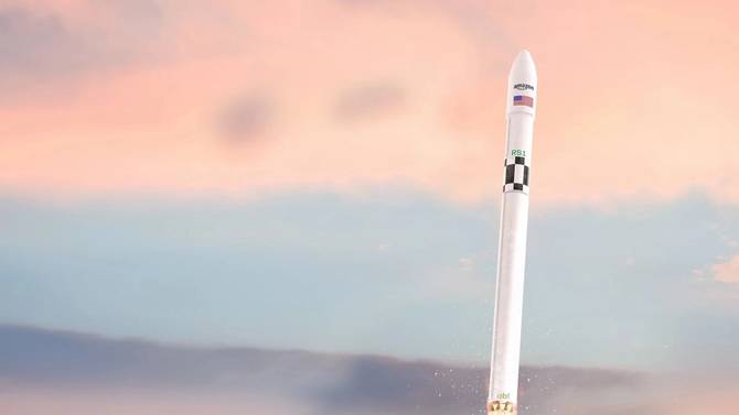 rendering of an Amazon-branded rocket launch