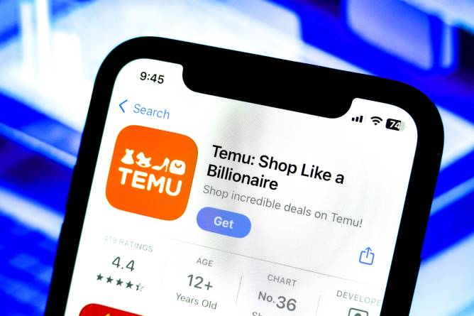 Temu app on smartphone