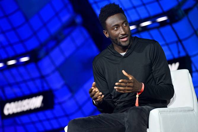 Marques Brownlee, YouTuber & Podcaster, on Centre Stage during day one of Collision 2023 at Enercare Centre in Toronto, Canada.