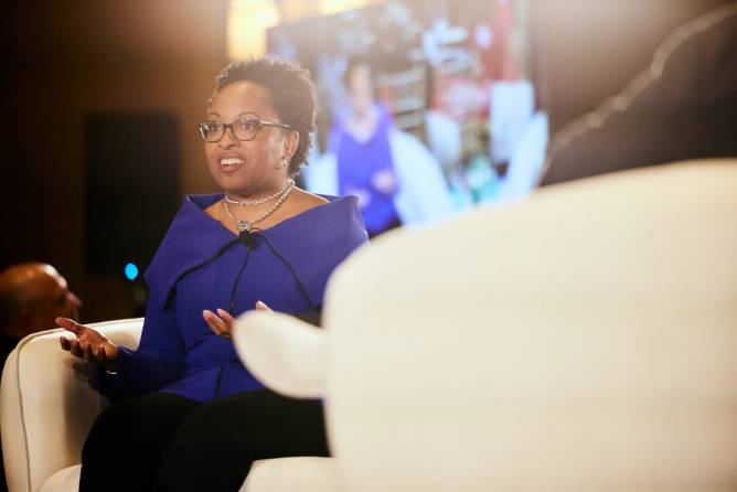 McDonald's CPO Tiffanie Boyd speaks onstage in New York City.