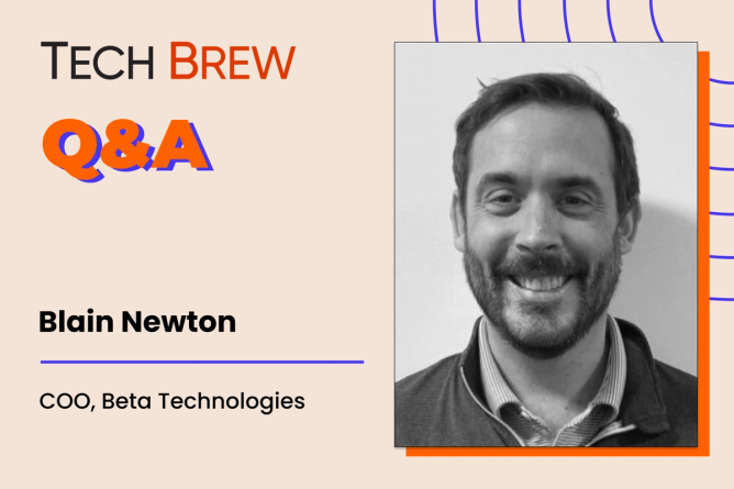 Graphic featuring a headshot of Beta Technologies COO Blain Newton