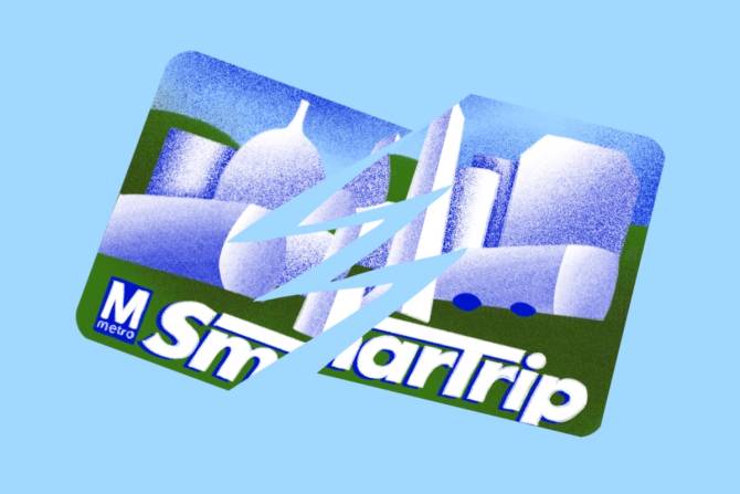 Cut up SmarTrip (DC public transit) card.